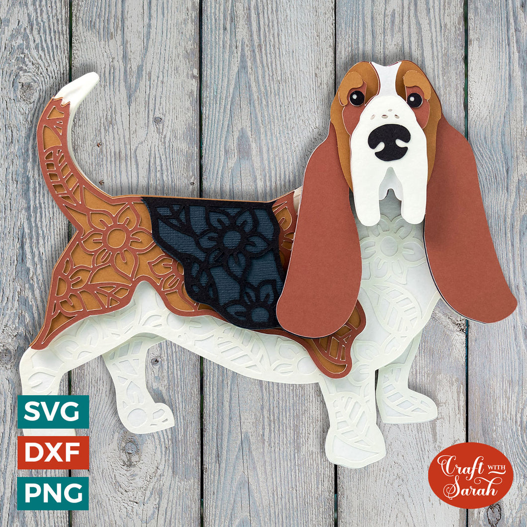 Basset Hound Dog SVG | Layered Basset Cutting File