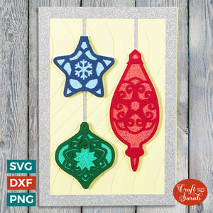 Layered Christmas Baubles Greetings Card Cut File