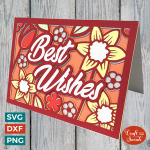 Floral 'Best Wishes' Greetings Card Cutting File