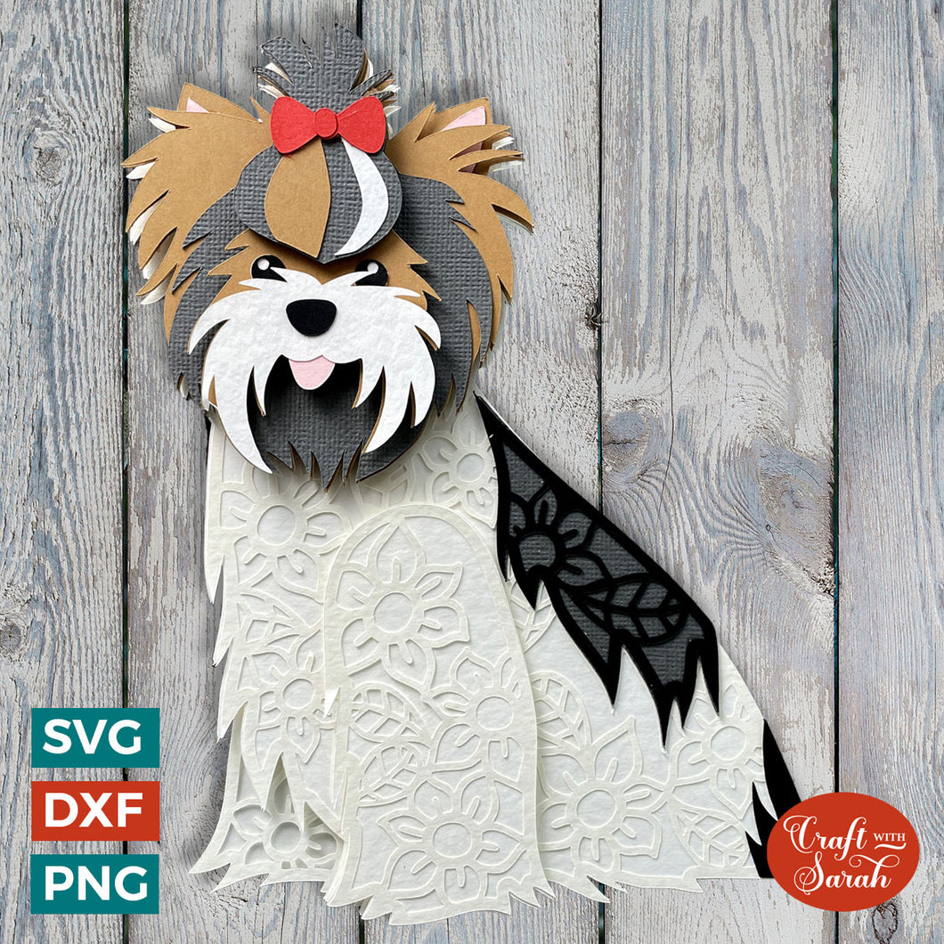 Biewer Terrier SVG | Layered Biewer Terrier Dog Cutting File