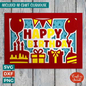 Happy Birthday Greetings Card Cut File