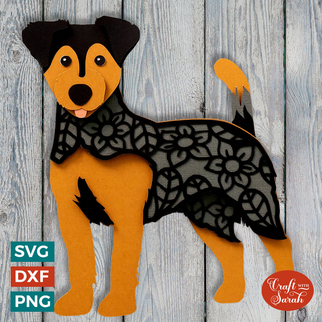 Black & Tan Terrier SVG | Layered Black and Tan Terrier Dog Cutting File