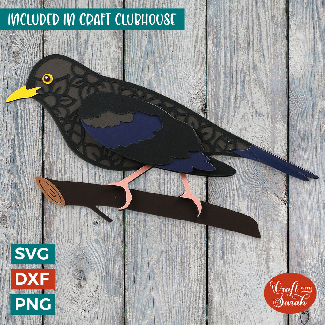 Blackbird SVG | Layered British Blackbird Cutting File