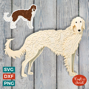 Borzoi SVG | Layered Russian Hunting Sighthound Cutting File