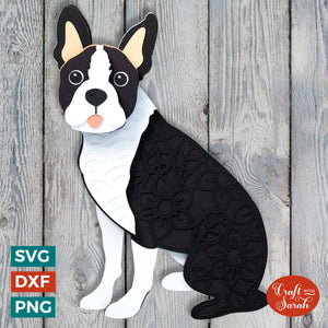 Boston Terrier SVG Layered Cutting File
