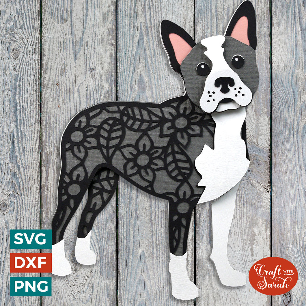 Boston Terrier SVG | Layered Standing Boston Terrier Cutting File