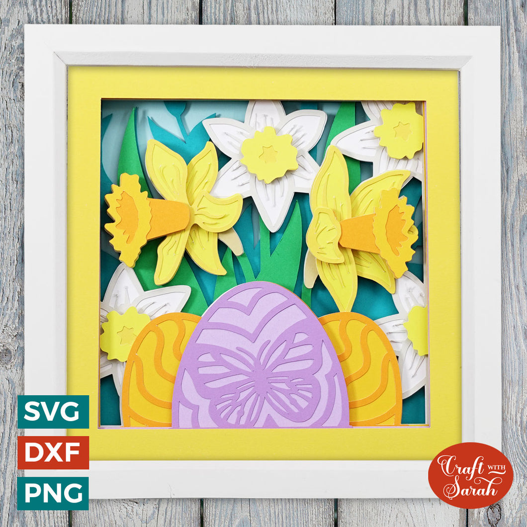 Easter Flowers SVG | Easter Eggs & Daffodils Shadow Box