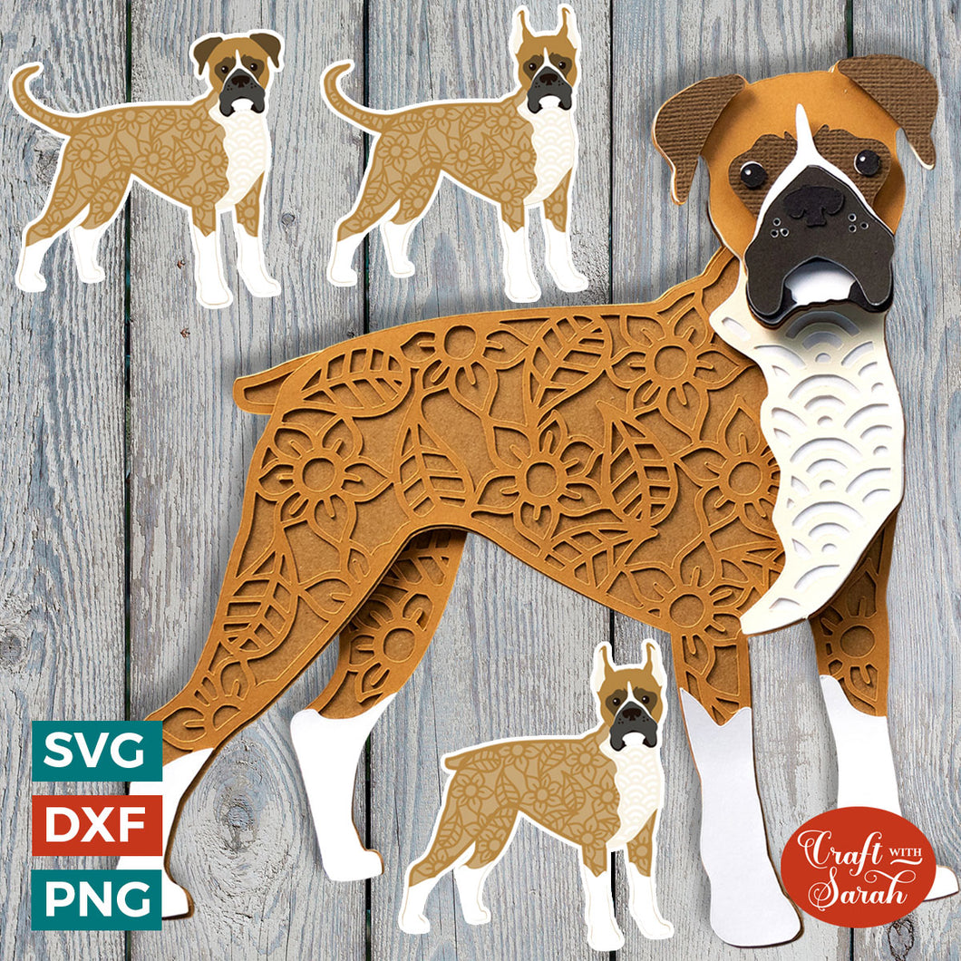 Boxer Dog SVG | Layered Boxer Dog Cutting File