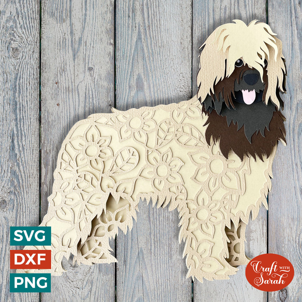 Briard SVG | Layered Berger de Brie Sheepdog Cutting File