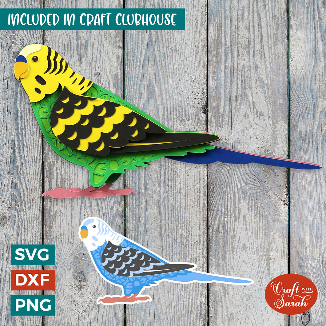 Budgie SVG | Layered 3D Budgerigar Bird Cutting File