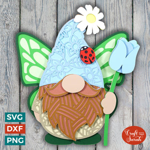 Butterfly Gnome SVG | Layered Male Butterfly Gnome SVG