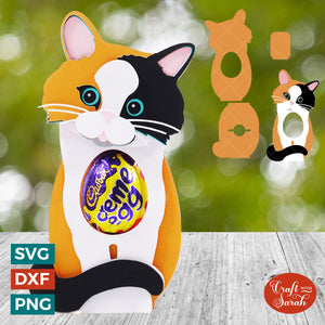Calico Kitten Egg Holder SVG | Easter Calico Kitten Chocolate Egg Holder