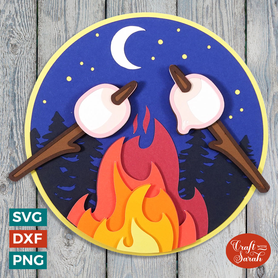 Campfire SVG | Layered Toasting Marshmallows SVG