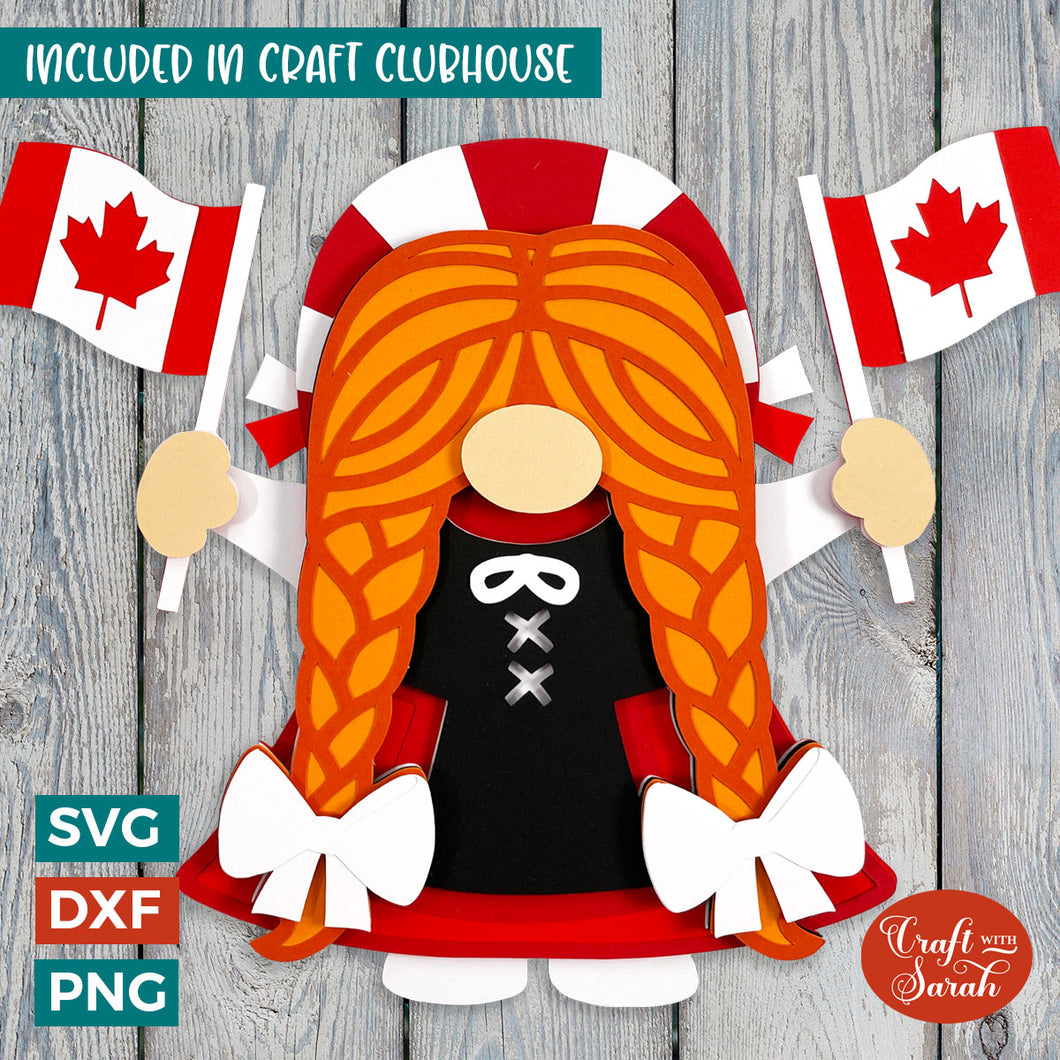 Canada Day Gnome SVG | Layered Female Canadian Gnome Cutting File