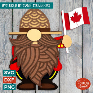 Canada Day Gnome SVG | Layered Male Canadian Gnome Cutting File