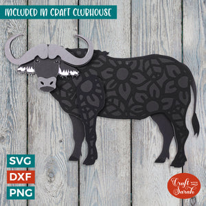 Cape Buffalo SVG | 3D Layered Cape Buffalo Animal SVG