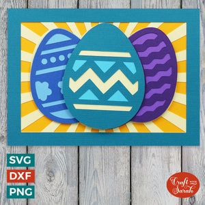 Easter Eggs Greetings Card | Layered Easter Card SVG