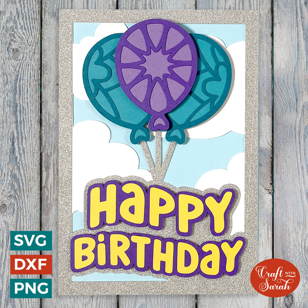 Mandala Balloons Card | Layered Birthday Greeting Card