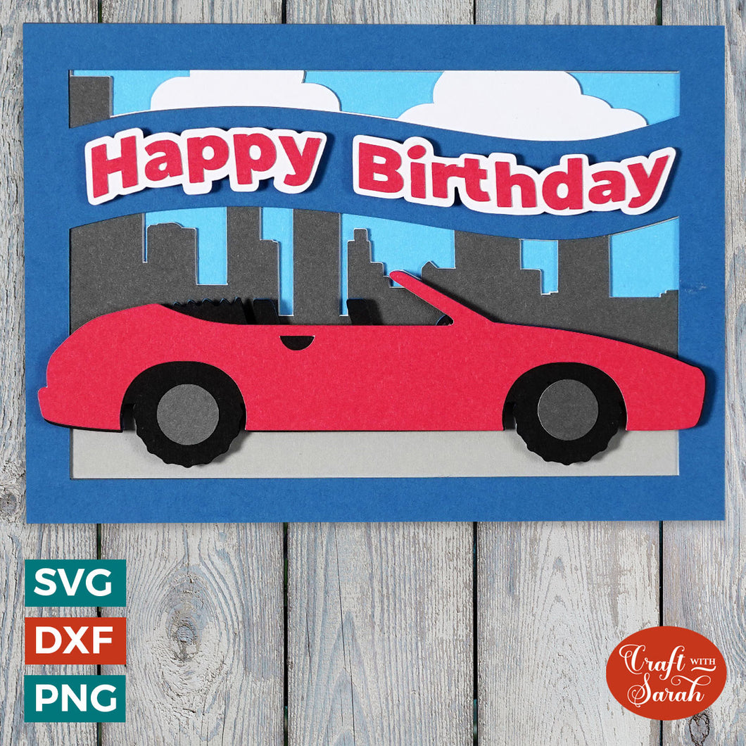 Birthday Car Card | Layered Birthday Greeting Card