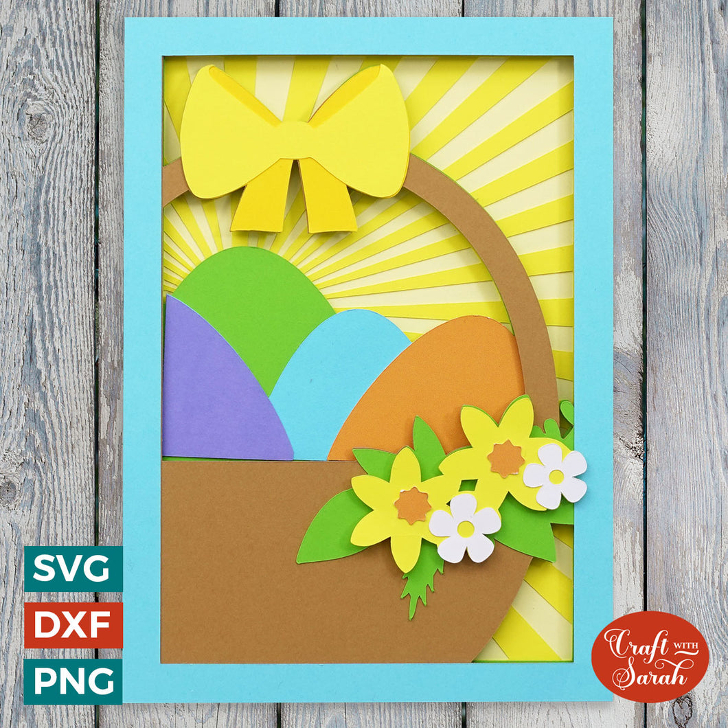 Easter Basket Greetings Card | Layered Easter Card SVG