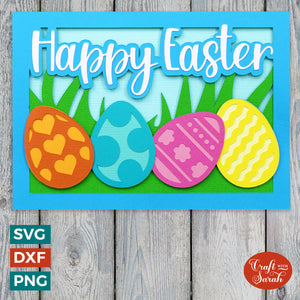 Easter Eggs in a Row Greetings Card | Layered Easter Card SVG
