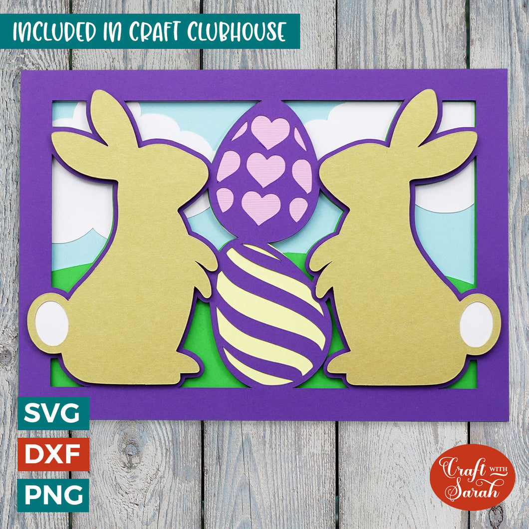 Easter Gold Bunnies Greetings Card | Layered Easter Card SVG
