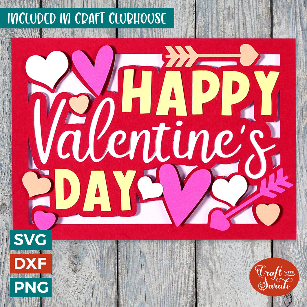 Happy Valentine's Day Greetings Card Cut File