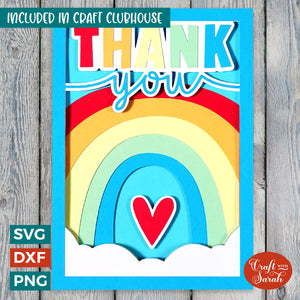 Rainbow Layered Thank You Greetings Card Cut File