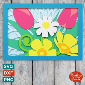 Spring Flowers Greetings Card | Layered Easter Card SVG