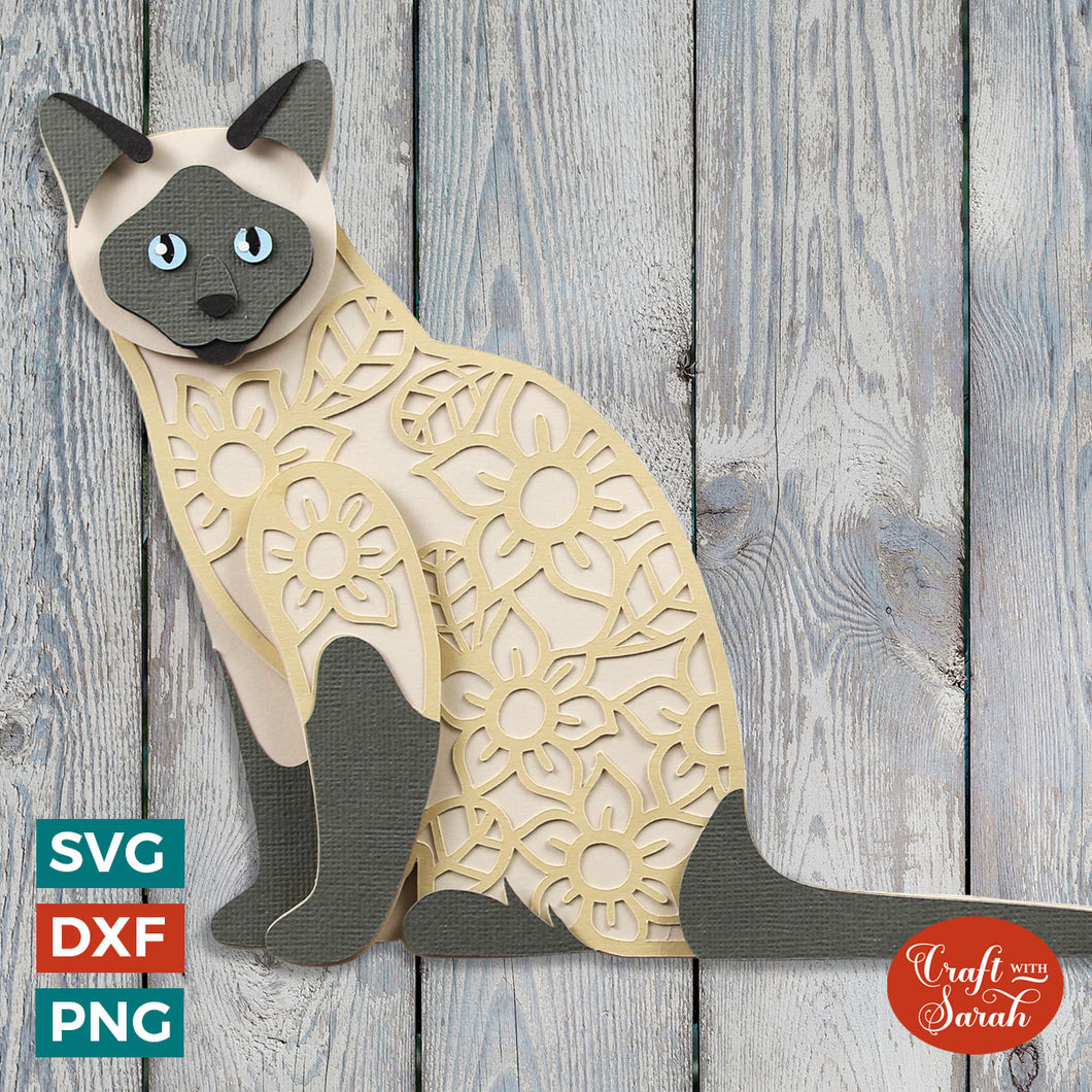 Siamese Cat Layered SVG | Layered Siamese Cat Cutting File