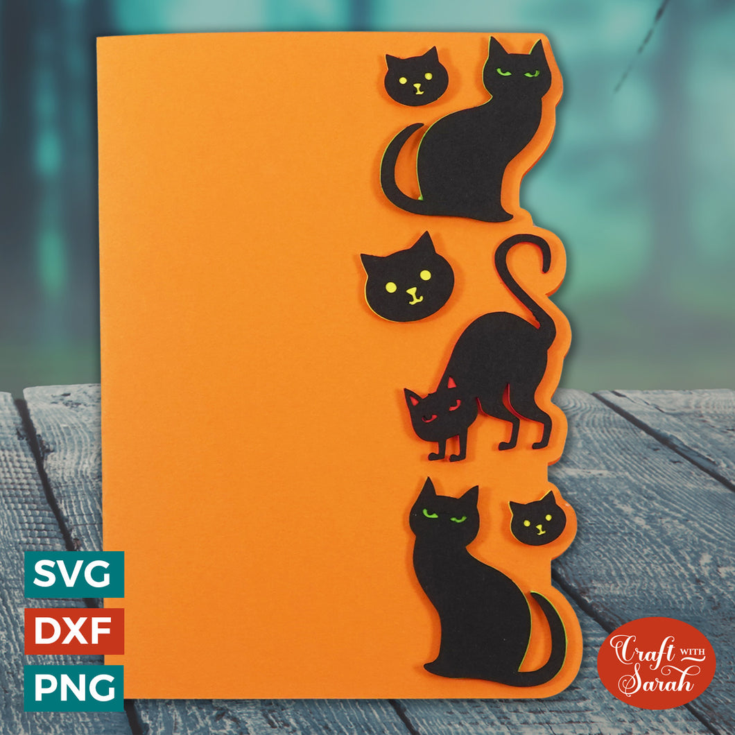 Black Cats Greetings Card | Halloween Side-Edge Card