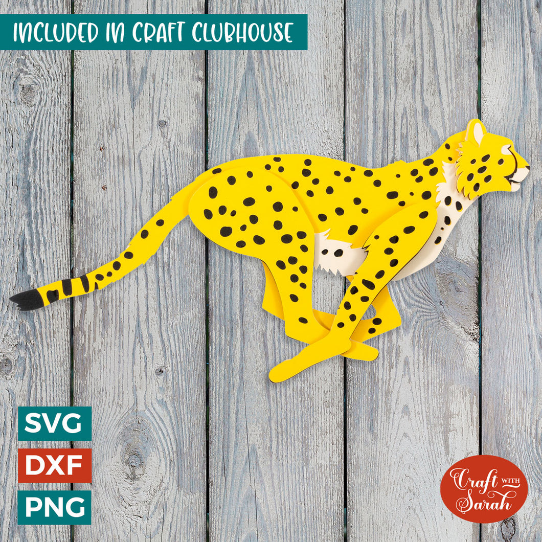 Cheetah SVG | Layered Running Cheetah Cutting File