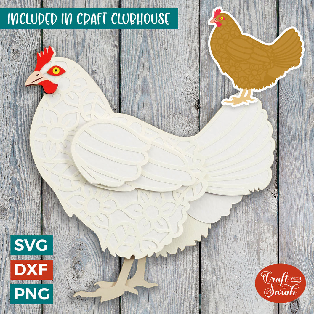 Hen SVG | Layered Chicken Cutting File