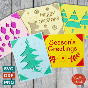 Christmas Greetings Cards | 5 Christmas Cricut Joy Insert Cards