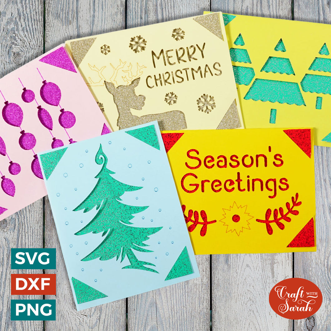 Christmas Greetings Cards | 5 Christmas Cricut Joy Insert Cards