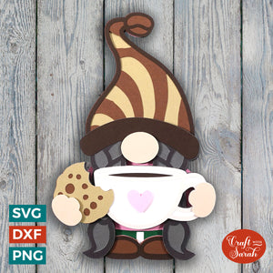 Coffee Gnome SVG | Layered Female Coffee Gnome SVG