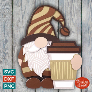 Coffee Gnome SVG | Layered Male Coffee Gnome SVG