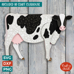 Cow SVG | Layered Friesian Cow Cutting File