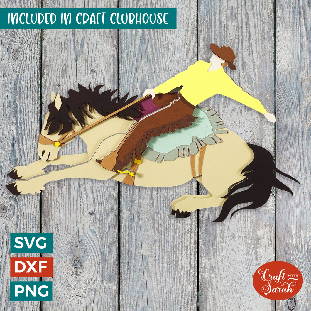 Cowboy SVG | 3D Layered Bucking Horse SVG