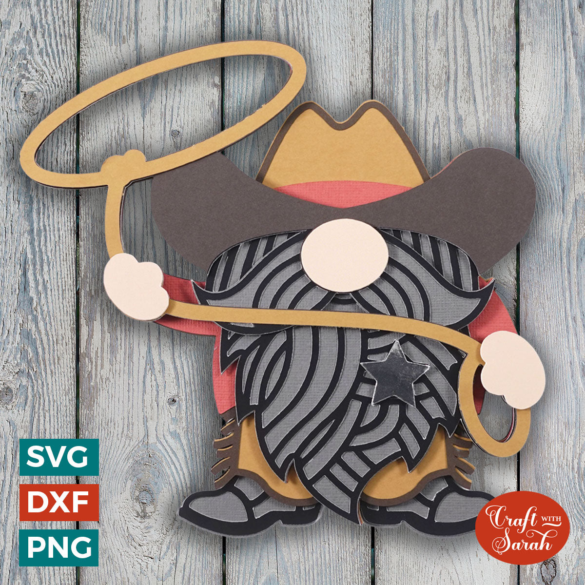 Cowboy Gnome SVG | Layered Male Cowboy Gnome SVG – Craft with Sarah