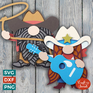 Cowboy Gnomes Pair SVG | Layered Cowboy Gnomes SVG