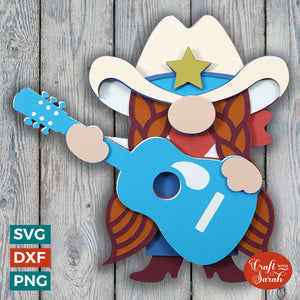 Cowgirl Gnome SVG | Layered Female Cowgirl gnome SVG