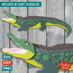 Crocodile SVG | 3D Layered Crocodile Rainforest Animal SVG