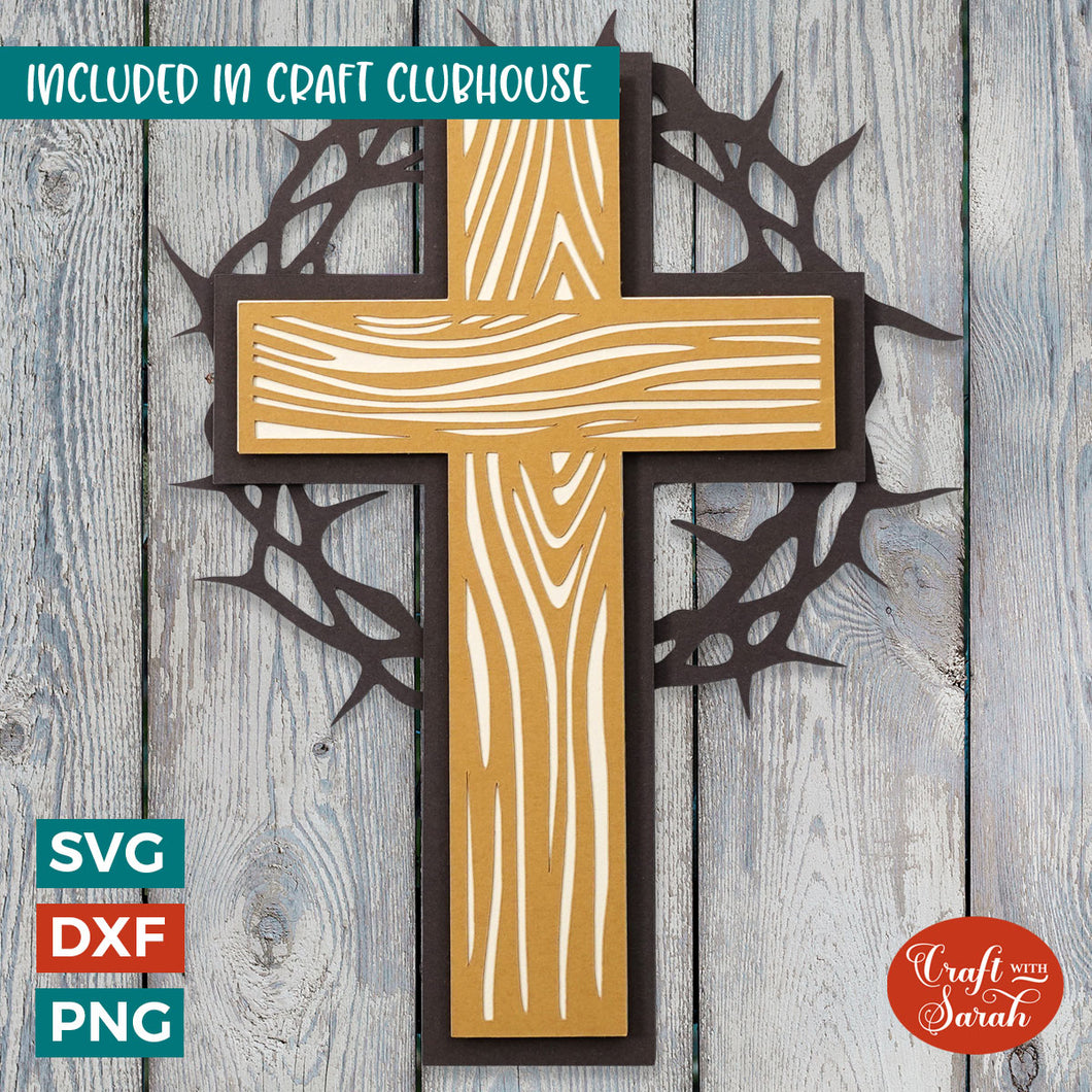Easter Cross With Thorns SVG | 3D Easter SVG