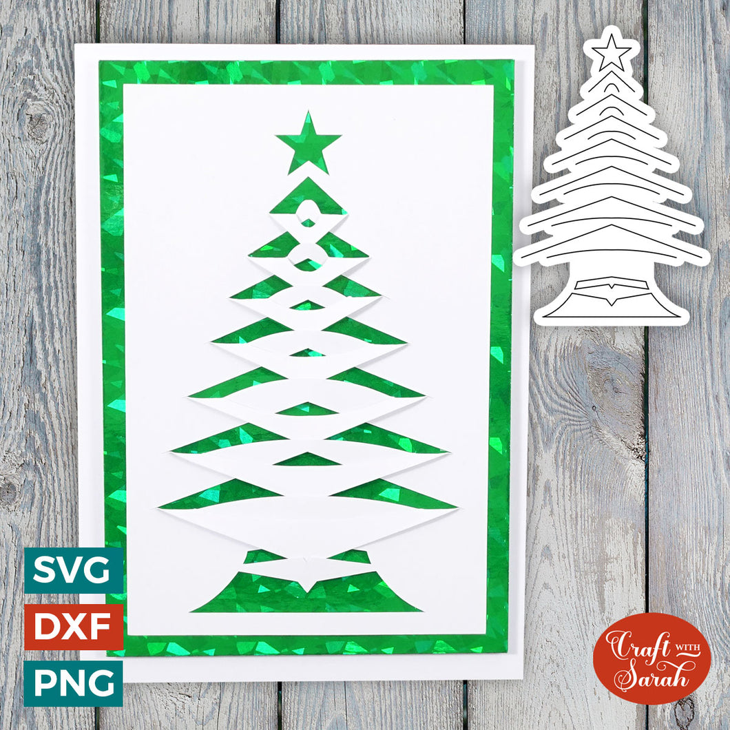 Christmas Tree Cut & Tuck Card SVG | Cut & Tuck Greetings Card 19