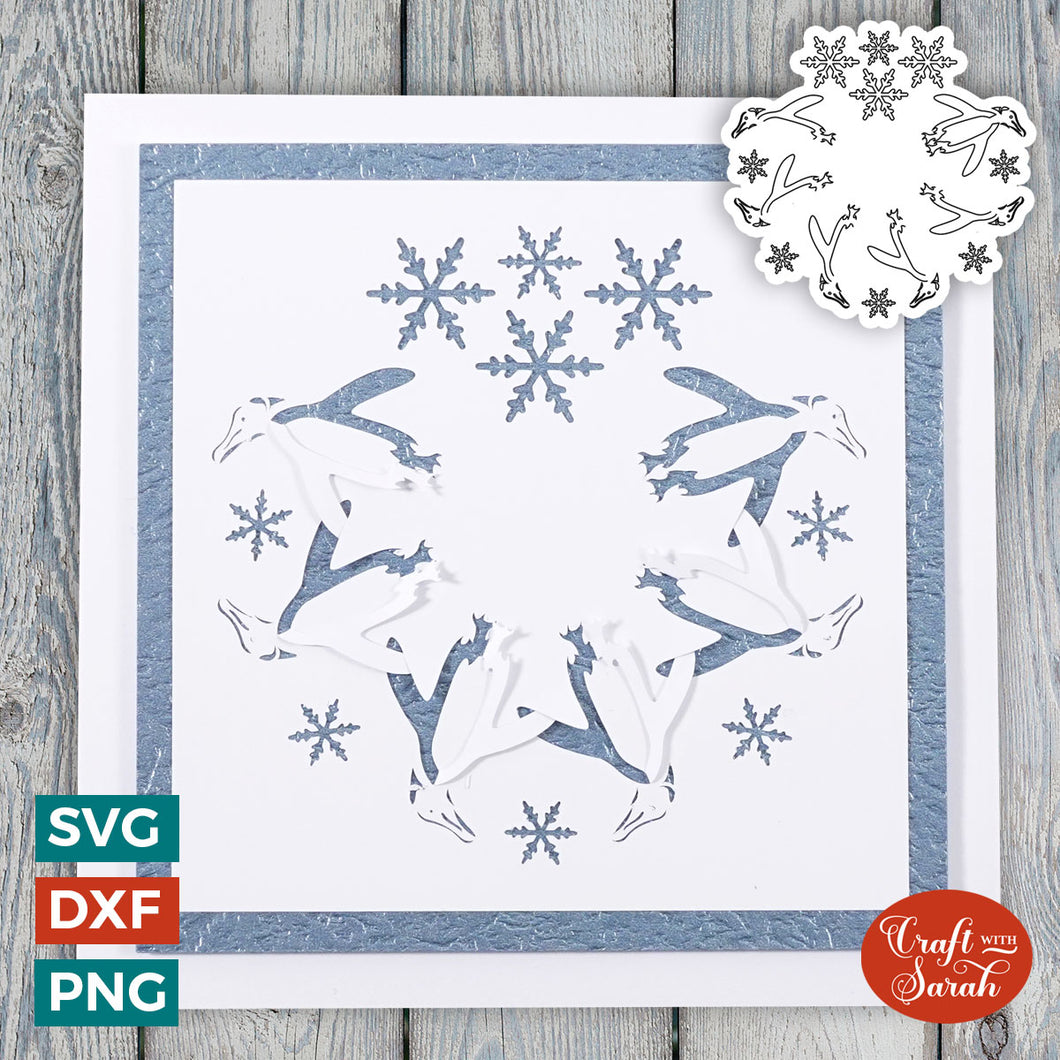 Winter Penguins Cut & Tuck Card SVG | Cut & Tuck Greetings Card 20