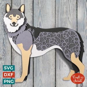 Wolf SVG | Layered Czechoslovakian Wolfdog Cutting File
