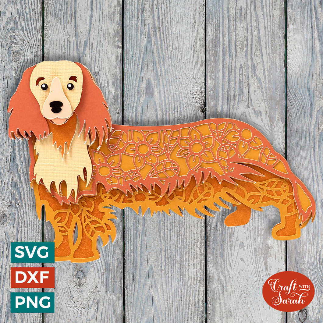 Dachshund SVG | Layered Long Haired Dachshund Cutting File