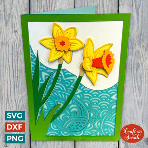 Spring Daffodils Greetings Card Cutting File