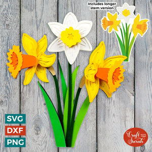 Daffodil SVG File | Layered Spring Daffodil Flowers Cutting File